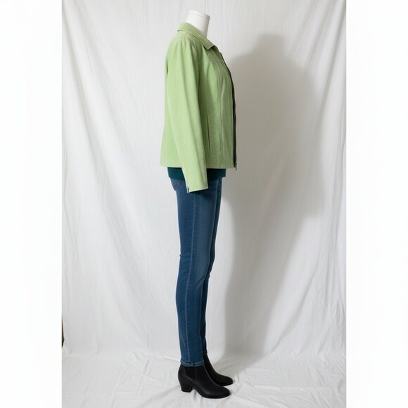 Coldwater Creek Vintage Women's Lime Green Suede Jacket XL - Picture 4 of 16